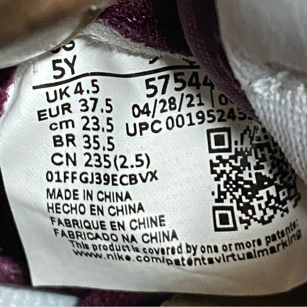 Air Jordan 1 Retro High OG GS "Bordeaux/White/Metallic Silver" Size 6.5 - Picture 9 of 9